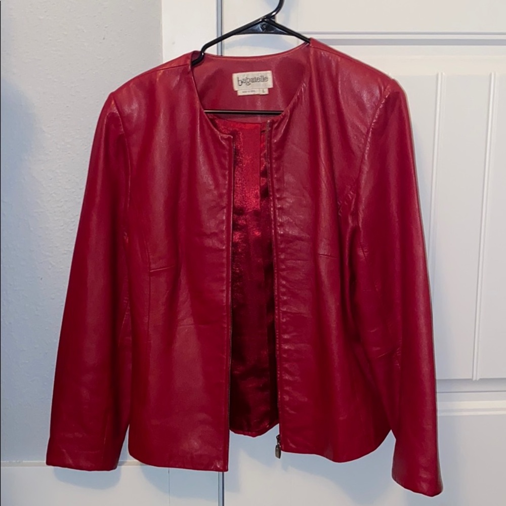 Red Faux Leather Jacket